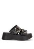 SANDALIA HEBILLA DORADA ETIKA 10078 BIANCA, MUJER NEGRO Negro