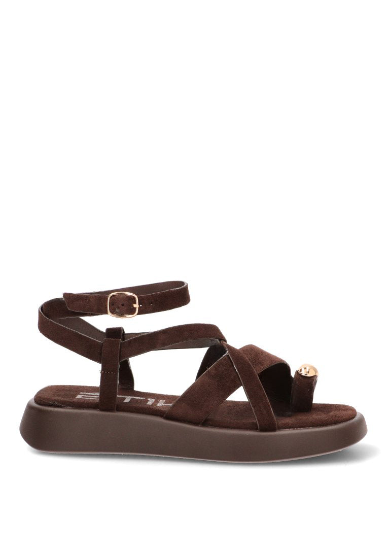 SANDALIA APLIQUE DORADO GROTTAZZURRA 10143 ETIKA MUJER CHOCOLATE