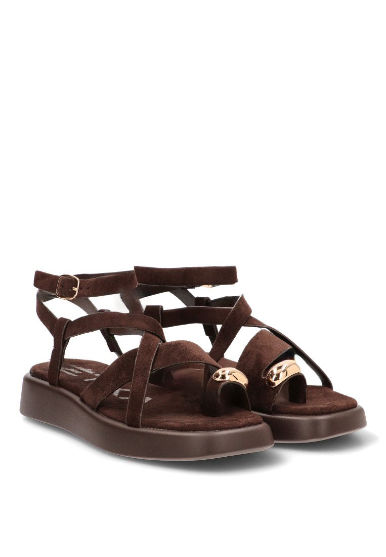 SANDALIA APLIQUE DORADO GROTTAZZURRA 10143 ETIKA MUJER CHOCOLATE