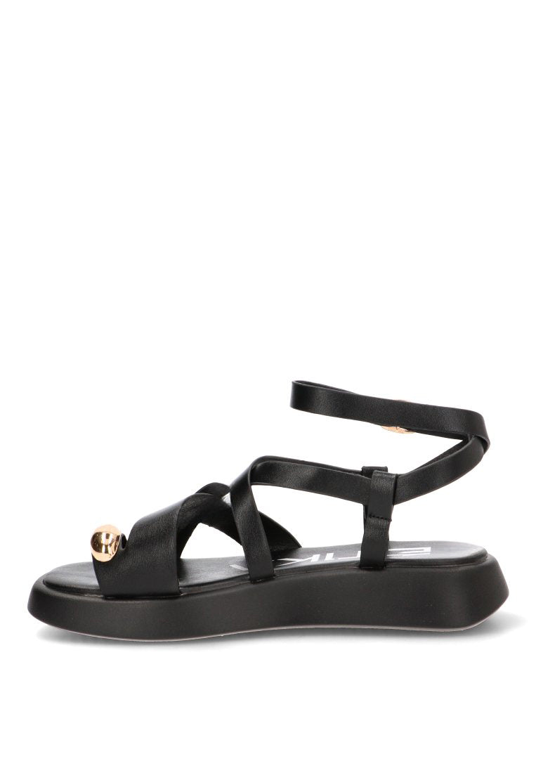 SANDALIA APLIQUE DORADO NEGRO GROTTAZZURRA 10143 ETIKA MUJER NEGRO